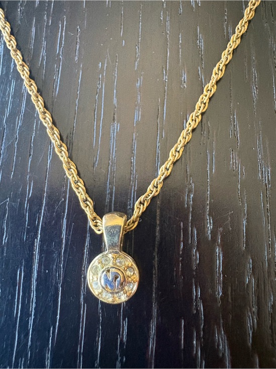Nina ricci Jewelry - Nina Ricci Vintage Gold-Plated Necklace with Mini Round Crystal Pendant